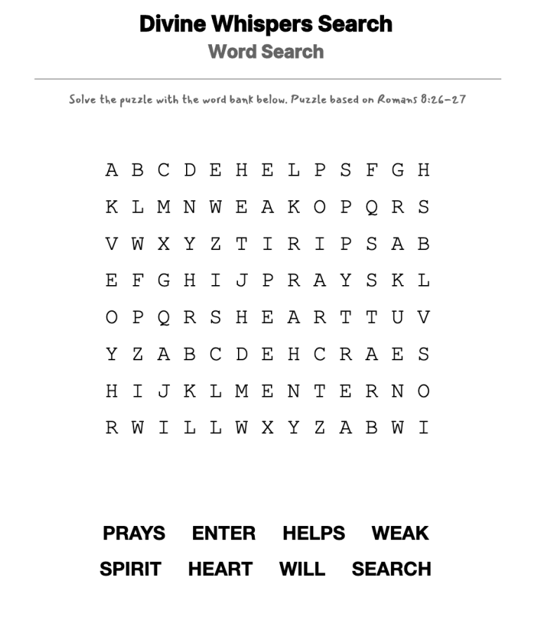 Talking to God word-search